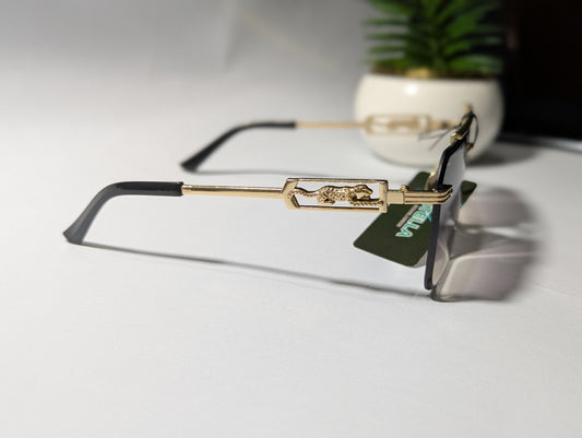 Luxury Rimless Metal Jaguar Embellished Sunglasses