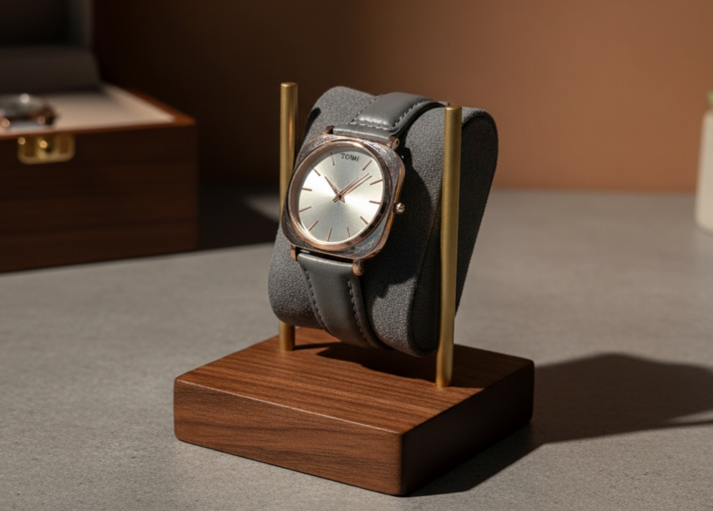 Tomi Elegance: Premium Chronograph Watch with Rose Gold Case | Classic Black Leather Strap for Men