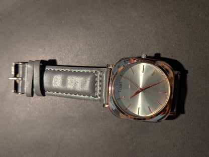 Tomi Elegance: Premium Chronograph Watch with Rose Gold Case | Classic Black Leather Strap for Men