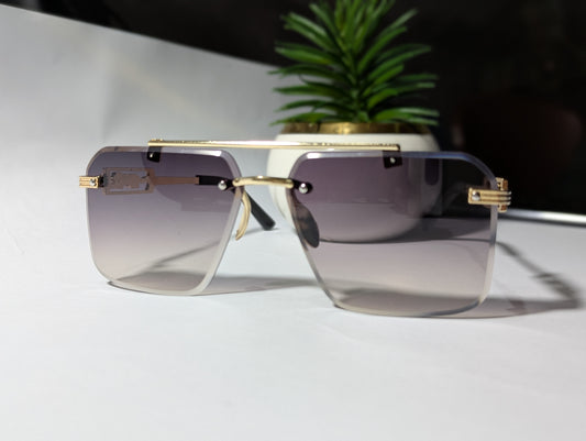 Luxury Rimless Metal Jaguar Embellished Sunglasses