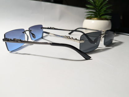 Double the Impact: The Jaguar Rimless Duo - Gunmetal Blue & Silver Black Pair Deal 🌟