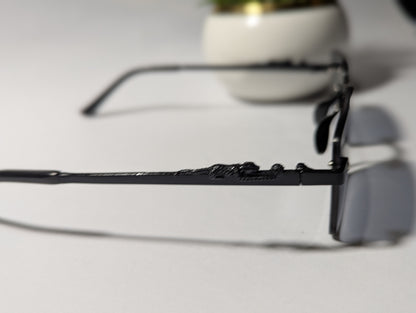 The Stealth Panther: All-Black Rimless Jaguar Sunglasses 🌑