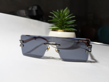 Timeless Opulence: Gold Rimless Jaguar Sunglasses with Twilight Gradient