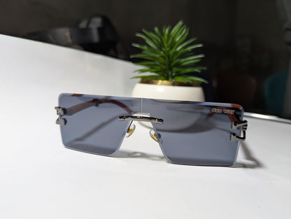 Timeless Opulence: Gold Rimless Jaguar Sunglasses with Twilight Gradient