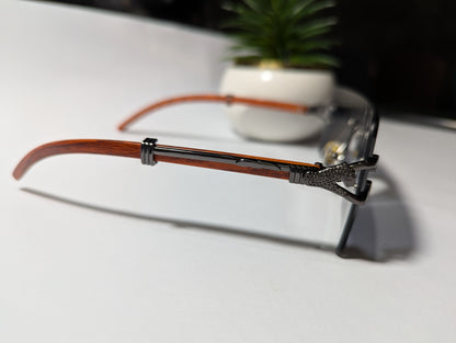 Timeless Opulence: Gold Rimless Jaguar Sunglasses with Twilight Gradient