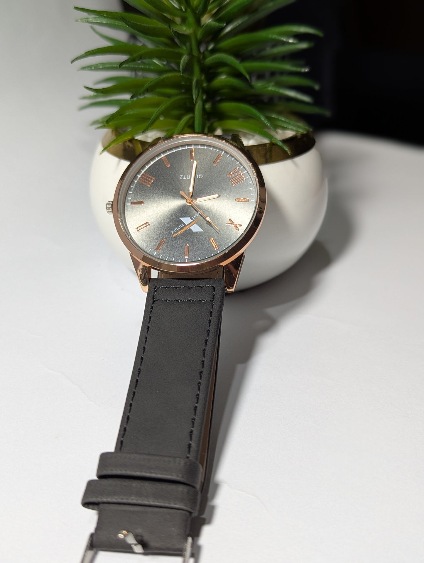 Classic Tomi Chronograph Watch: Rose Gold & Black Edition | Men's Elegant Leather Strap Timepiece