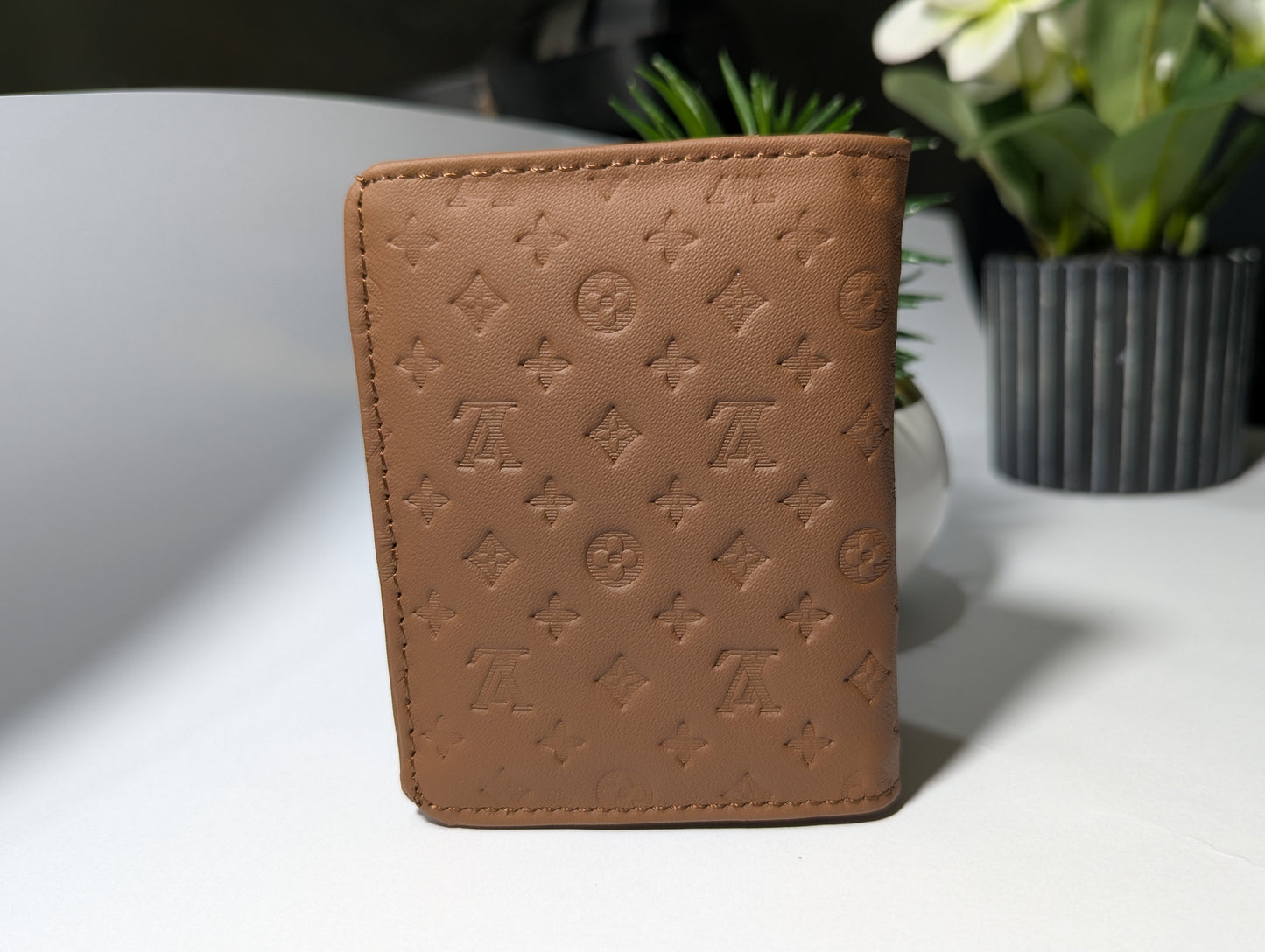 The Executive Slim: Genuine Leather Embossed Bi-Fold Wallet