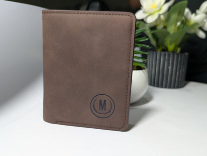 The Executive Power Set: Personalized Brown Leather Wallet