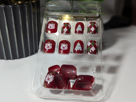 Chunky Glitter Christmas Press-Ons | Fun & Festive Manicure Kit